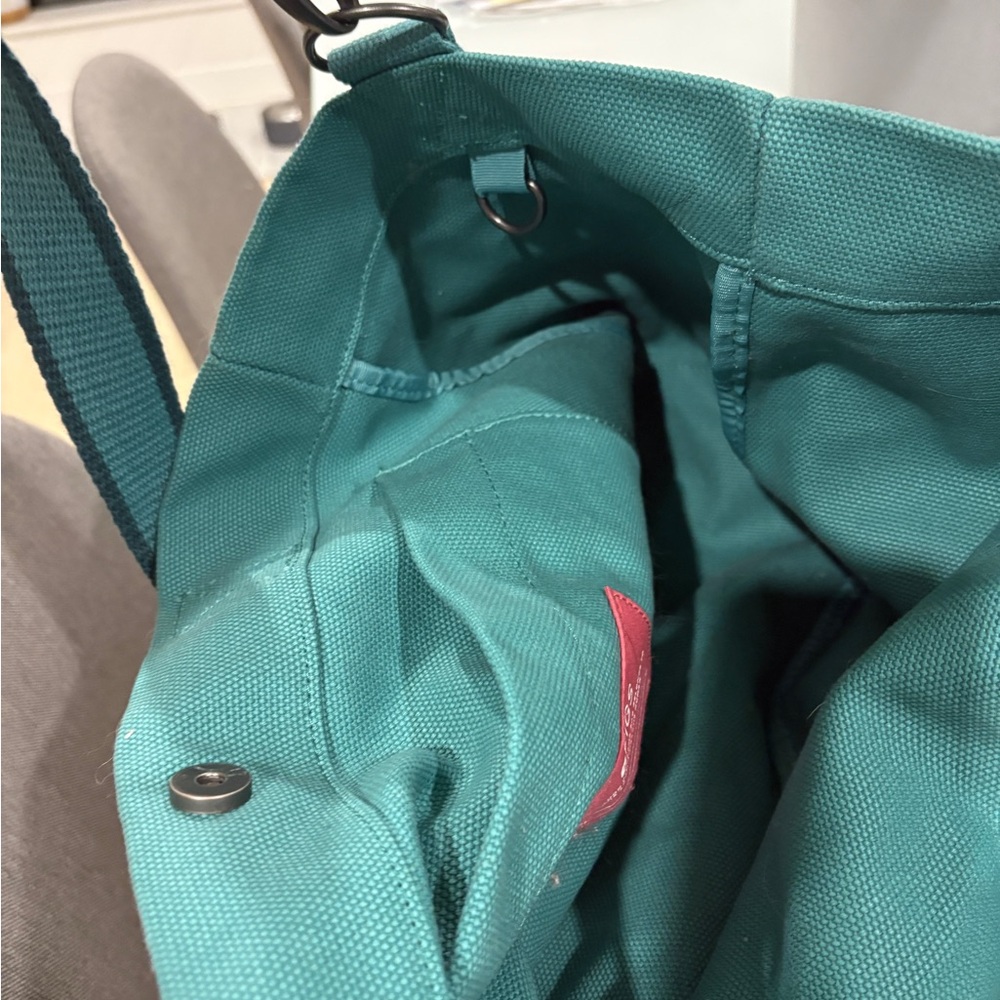 Figs Teal and Dark Teal Canvas Tote with Pink Logo - Picture 5 of 7